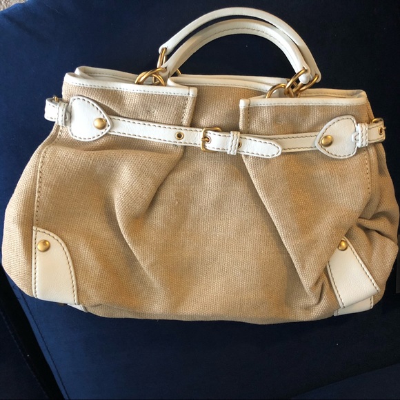 Miu Miu Leather & Burlap Satchel - Picture 4 of 11